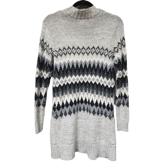 American Eagle Women's Open Front Gray/Black/White Aztec Design Cardigan Sz S - Picture 2 of 8